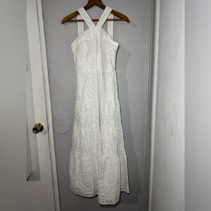 Lilly Pulitzer White Eyelet Maxi‎ Shell Embroidery Crisscross Back NWT Sz 00